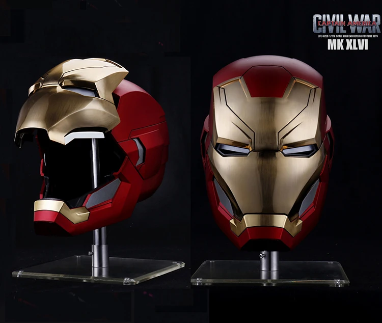 In Stock Captain America Civil War 1/1 The Avengers 4 Iron Man MK46 Helmet Automatic On-off Electric Model for Fans Gifts