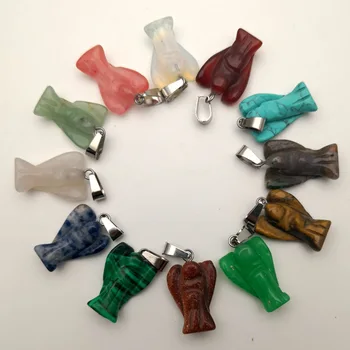 

fashion 12pcs/lot Angel elephant moon dog natural stone Pendants & necklaces for making Jewelry charm Point Necklace accessories