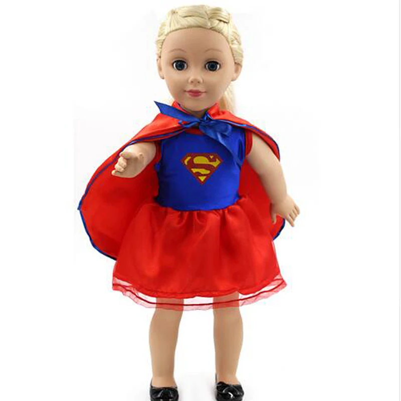 

American Super Hero Cosplay Girl Doll Dress Fit 18 Inch American Girl Outfits Cloak+Dress AG577