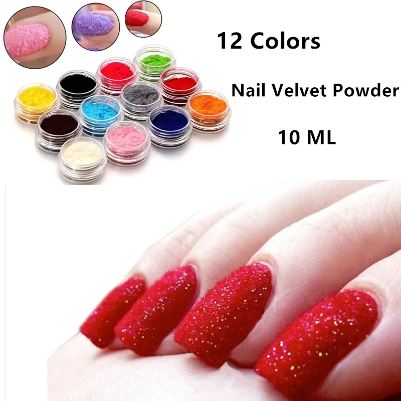 

1 Box 12 Colors Fuzzy Velvet Flocking Dust Powder Decoration Polish Nail Art Design DIY Tips Design Manicure Velvet Powder