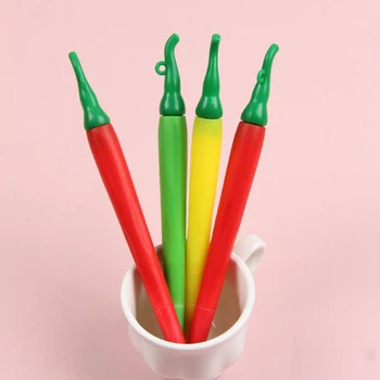 

4 Pcs Kawaii Chili Pepper Gift Gel Pen Black Ink Canetas Escolar School Office Stationery