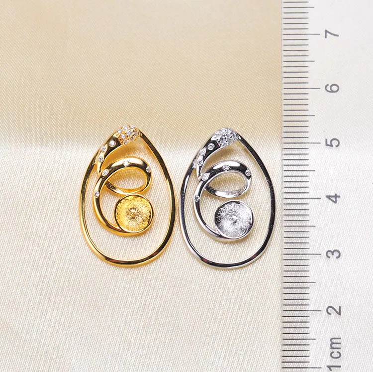 S925 Sterling Silver Oval Форма жемчуг кулон держатель Для женщин DIY жемчуг кулон ювелирных изделий и Компоненты 3 шт./лот