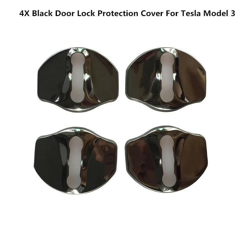 

4Pcs Car Door Lock Protective Cover Stainless Steel for Tesla Model 3 left-driving vehicles Dust-proof rust-proof