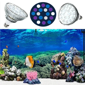 

Full Spectrum 54W LED Aquarium Light 6 Blue 6 White 6 UV PAR38 Plant Grow LED for Refugium Tanks