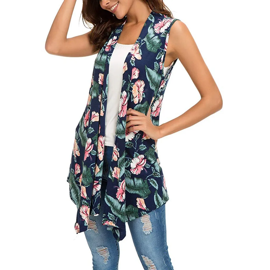 

Women's Vest Cardigan Autumn Sleeveless Draped Open Stich Coat Jacket Cardigan Vest Asymmetric Hem Female Tank Tops Blouse