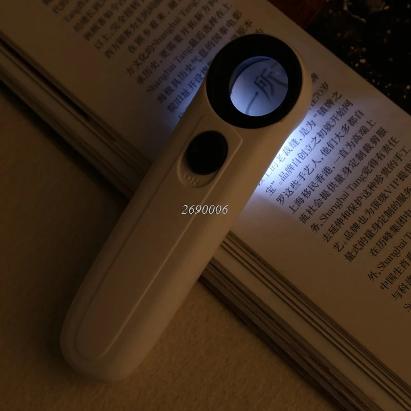 OOTDTY) 40X ручной 2 светодиодный светильник лупа для чтения увеличительное стекло ювелирные изделия в виде объектива лупа APR26_30