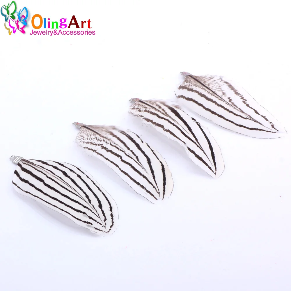 Женские серьги подвески OlingArt из натуральных перьев 12 шт. 8 см с красной головой
