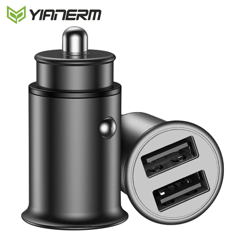 

Yianerm Mini Metal Car Charger For Phone in Car For iPhone X Xs Max Dual USB 4.8A Fast Car Charger Adapter For Samsung S8