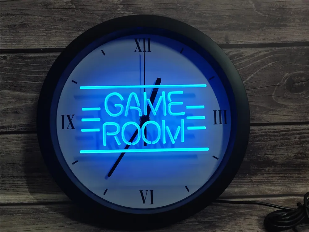 

0B338 GAME ROOM Displays Toys TV APP RGB 5050 LED Neon Light Signs Wall Clock