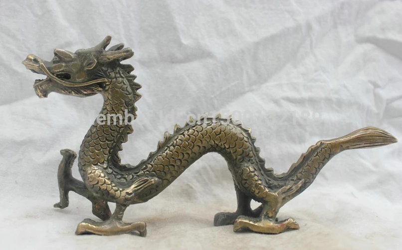 

xd 0075 Chinese Folk Culture Handmade Old Brass Bronze Statue Lucky Dragon Sculpture