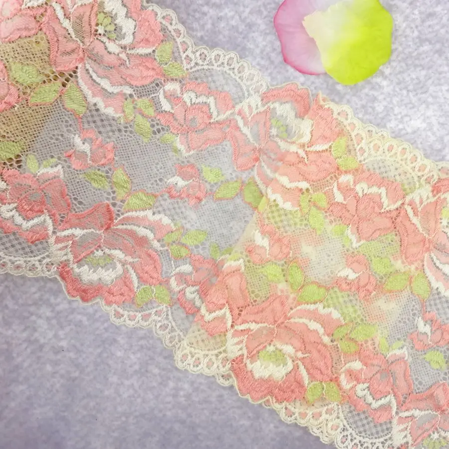 

#86 colorized Lace 16.5CM Wide 2 yards/lot Stretch Elastic Lace Edge Trim Sewing Supplies Handmade Crafts Ribbon DIY Fabric