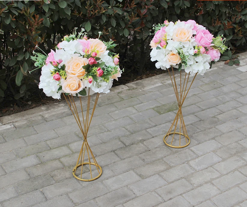 60 см Высота золотая металлическая ваза с цветами настольная украшения Свадебные Вечерние