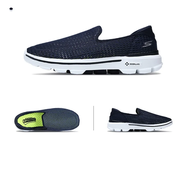 Skechers/мужские лоферы; Повседневная дышащая обувь на плоской подошве; обувь без застежки из сетчатого материала; Мужская обувь высокого качества на плоской подошве; 6666002-NVW