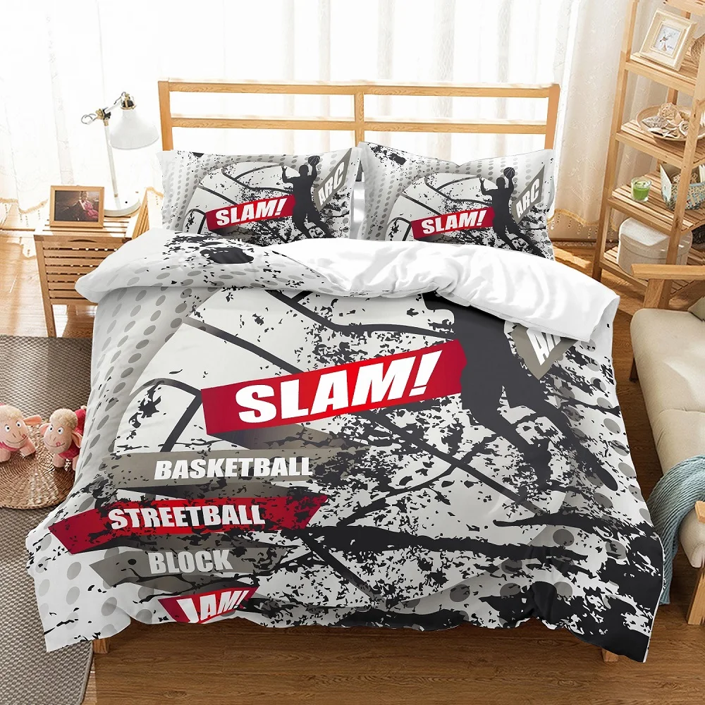 3D принт Уличный Баскетбол Slam jam Block белый/черный/красное постельное белье 3 шт. с 2 наволочкой микрофибра мальчик спортивный набор из