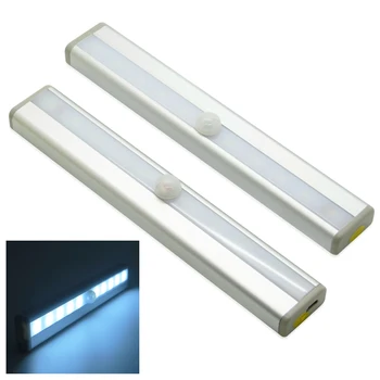 

20pcs/lot 10 LED Rechargeable Magnetic Infrared IR Motion Sensor LED Wall Lights Night Light for Pathway Staircase Wall Fridge