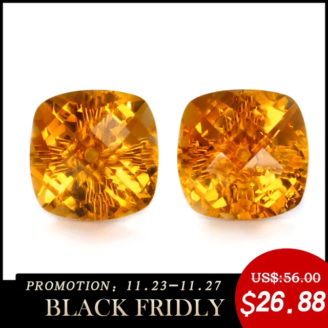 Natural Yellow Citrine 18k Gold Earrings Studs For Women 8mm Square Natural Yellow Citrine 18k Gold Earrings Studs For Women 8mm Square Cut Gemstone Fashion And Trendy