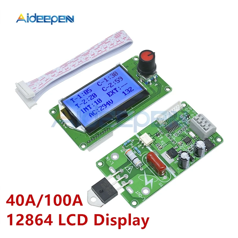 Prezzo 40A 100A 12864 Display LCD Digitale Doppio Encoder a Impulsi Spot Saldatore Saldatura Trasformatore Della Macchina Scheda di Controllo di Controllo del Tempo