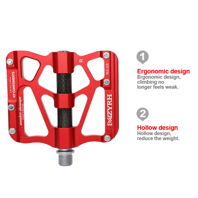 MZYRH велосипедные педали из алюминиевого сплава, 3 герметичных подшипника, педали MTB, велосипедные педали из углеродного волокна с большим протектором, педали для велосипеда, запчасти
