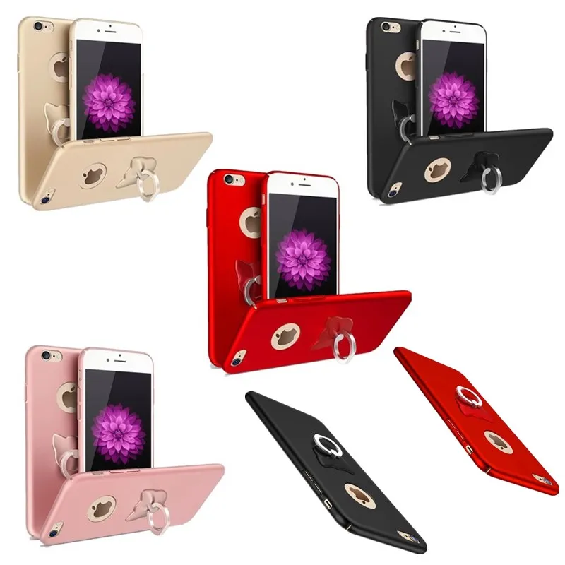 

Fashion Luxury Hard Matte Case For Iphone 8 Plus 7 Plus Coque With Bear Stand Ring Holder For Iphone 6 6S Plus 5 S SE Cover