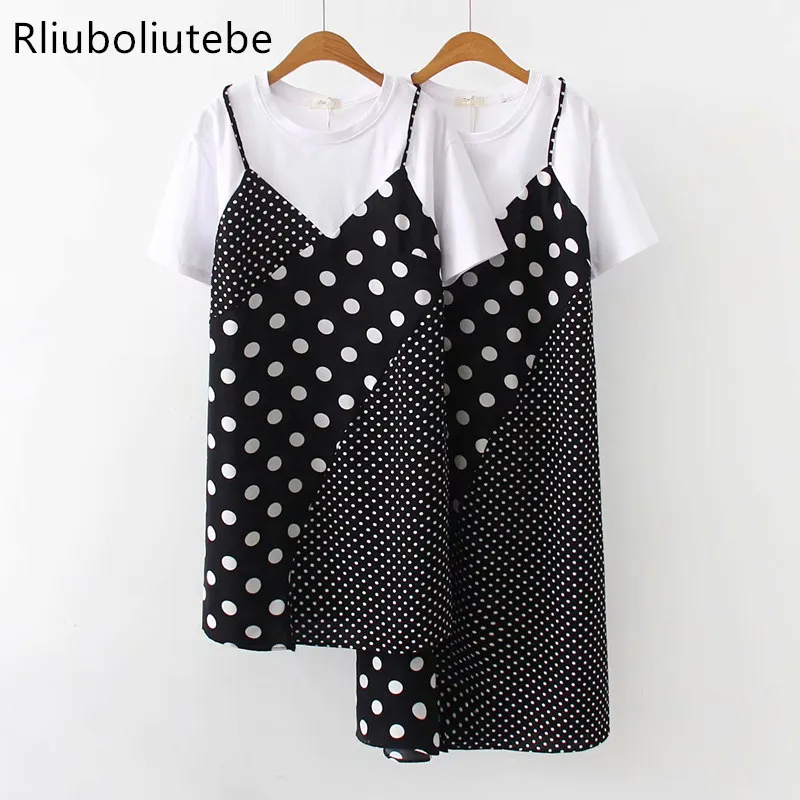 

summer polka dot black dress women short sleeve o neck vestidos mujer t shirt dress streetwear ladies dresses
