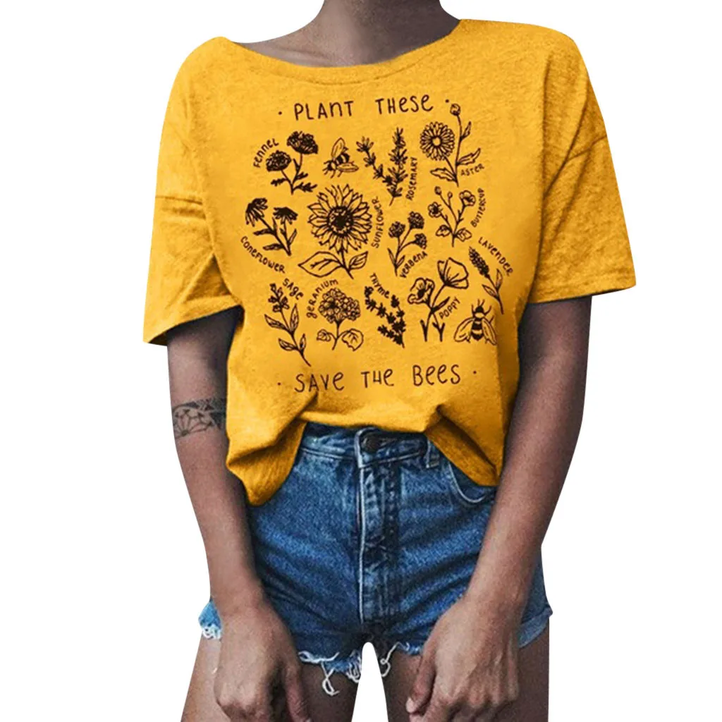 

T Shirt Women T-shirt Summen Vintage Floral Print Round Neck Short Sleeve Tops Women Tshirt tops mujer verano