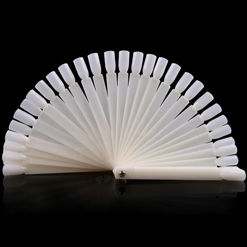 

50Pcs Fake nails fan card practice display tool transparent white screw nail art tool
