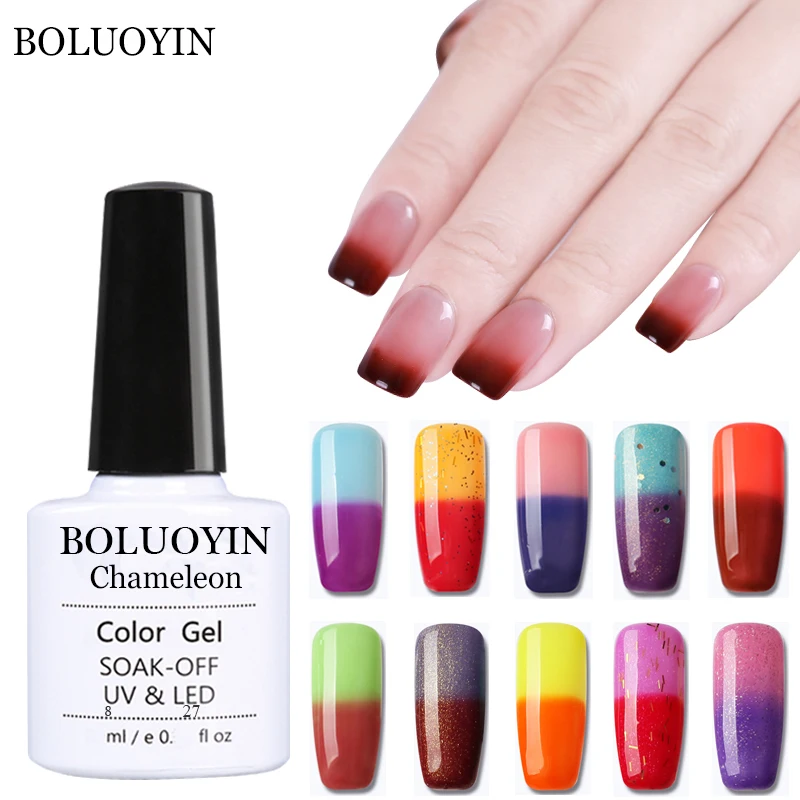 

BOLUOYIN Temperature Changing Color Nail Gel Polish Chameleon Thermo Gel Lacquer Long-Lasting UV Gel Varnish Art Primer Manicure