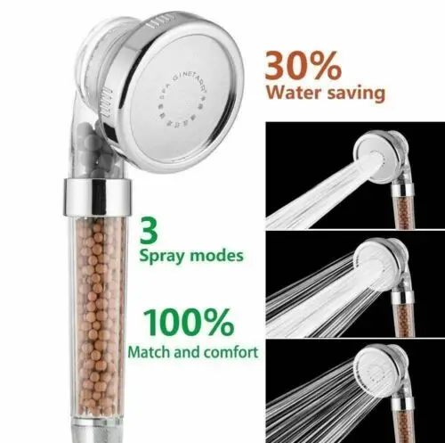 

Negative Ion Shower Spa Shower Head High Turbo Pressure Water Saving Laser Ionic Filters