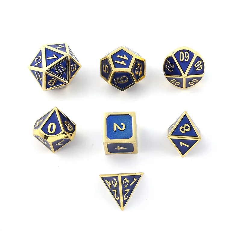 

Rpg Dobbelstenen Polyhedral Sets Metalen Dnd Dungeons And Dragons Tafel Games Zinklegering Blauw Dices Digitale Patroon D20 10 8