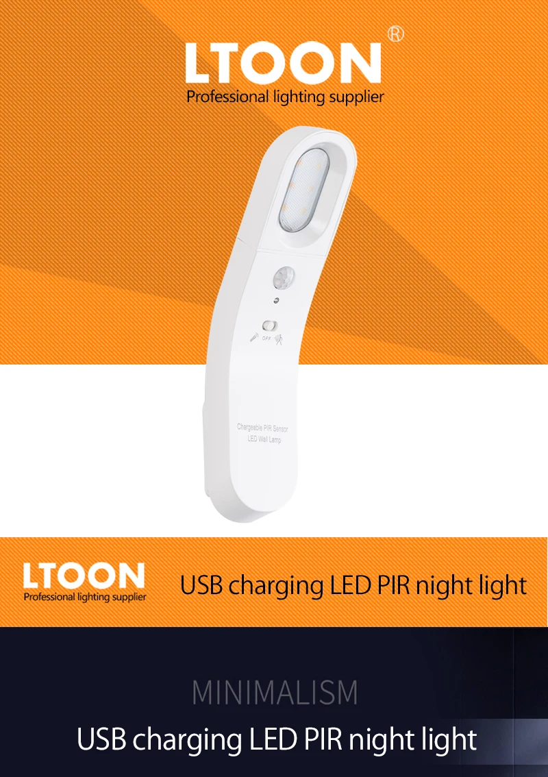 [LTOON] Mini USB зарядки светодиодный PIR ночник Интеллектуальный человеческое тело индукции свет инфракрасный датчик аварийного освещения GY01
