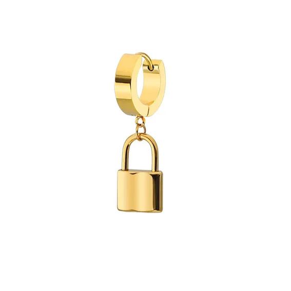 Gold Big Join. Y серьги для мужчин женщин замок из нержавеющей стали Ювелирные серьги обручи уха Золотая круглая серьга круга панк рок - Окраска металла: Gold Big