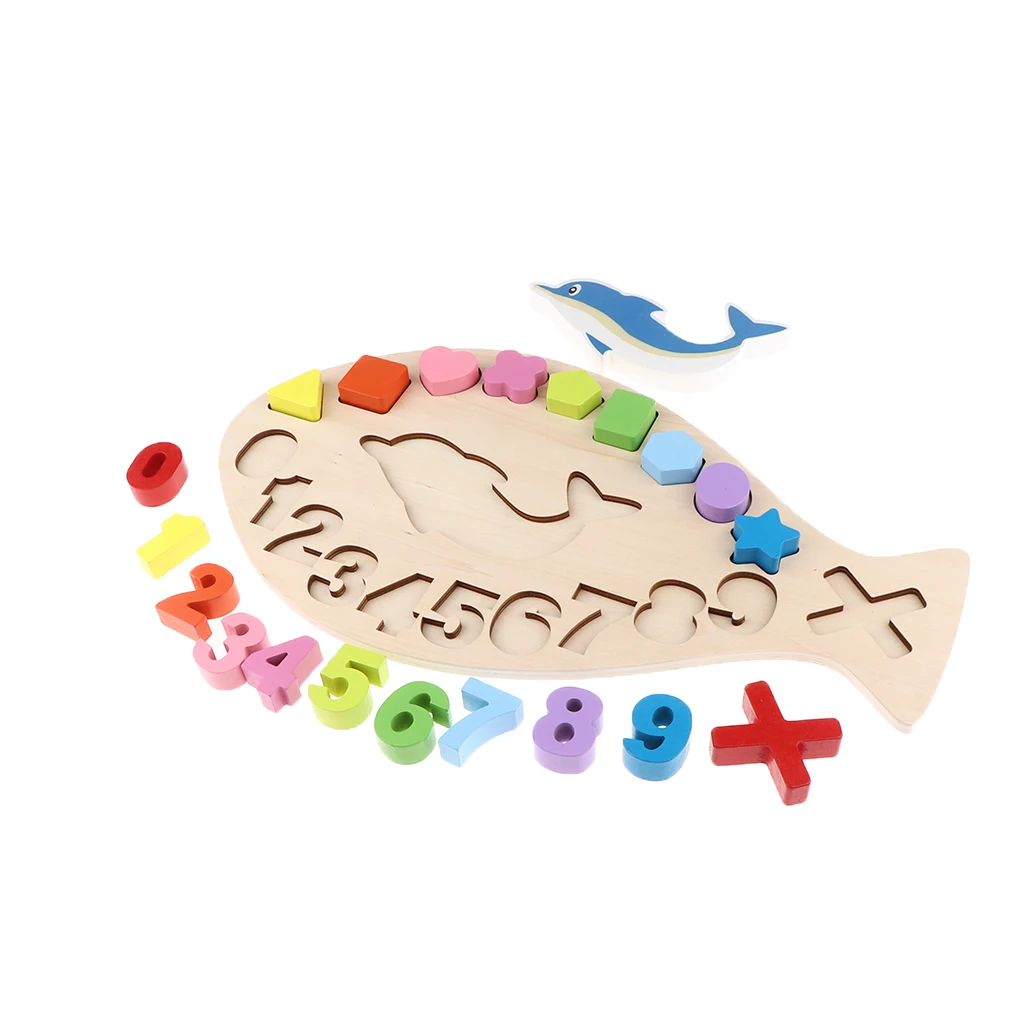 Wooden Blocks Puzzle Logarithmic Board, Toddler Kids Early Education Shape Numbers Learning & Educational Toys Puzzle Set