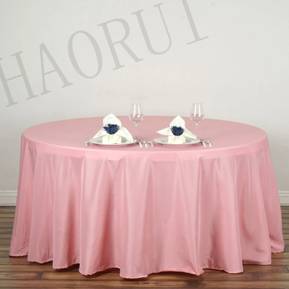 10pcs Customize Tablecloths Polyester Cotton Fabric 120'' Round Pink