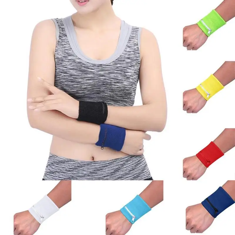 

Zipper Wrist Wallet Pouch Bag Band Running Travel Gym Cycling Safe Key Card Sport Wrist Bag Cotton Storage For Running