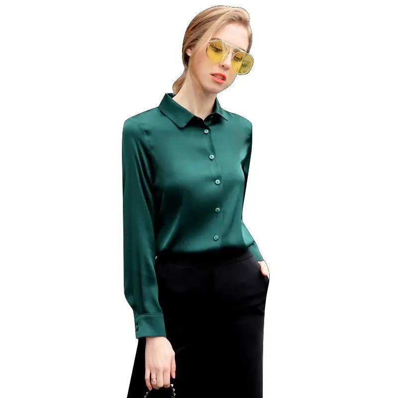 Buy Womens 100 Natural Silk Stretch Satin Button Down