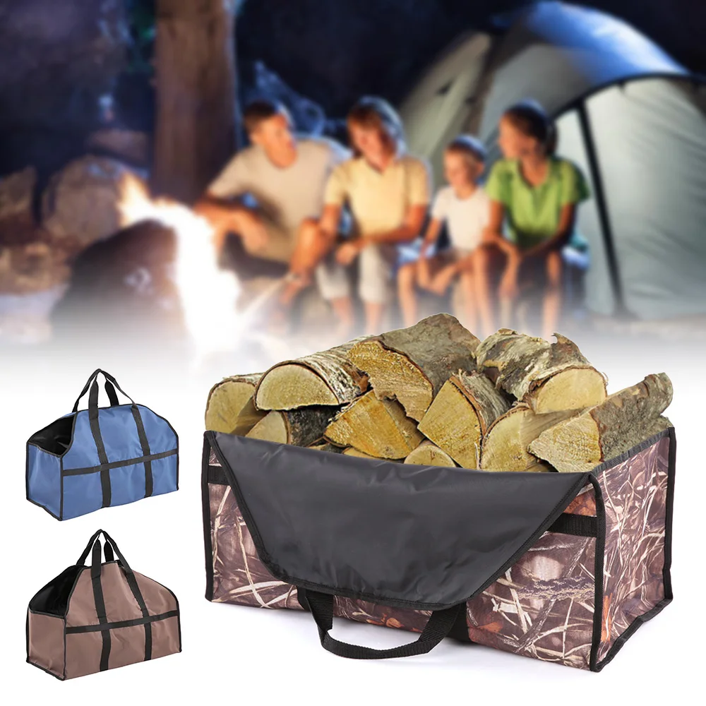 Large Capacity Oxford Cloth Logs Carrier with 2 Handles Fire Wood Holders Firewood Storage Package Bag Holders Carrying Bag