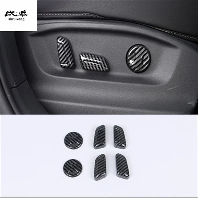 6PCS/Lot ABS Carbon Fiber Grain Seat Control Adjustment Button