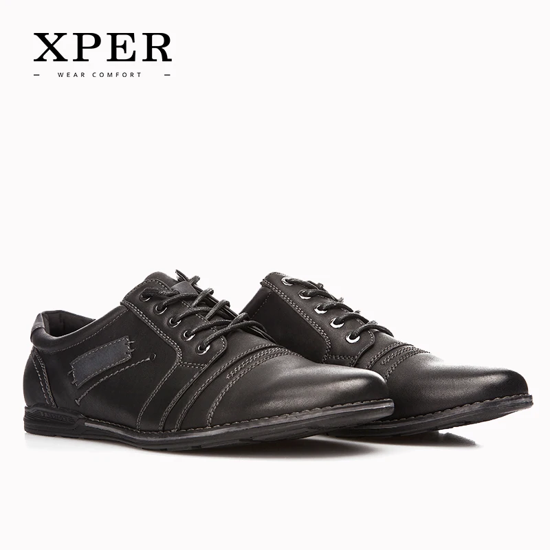 2016 XPER Brand Mens Casual Shoes Lace-up Brown Men Flats Shoes Business Shoes Flats Leisure Zapatos Hombre YM86834BN/835BL