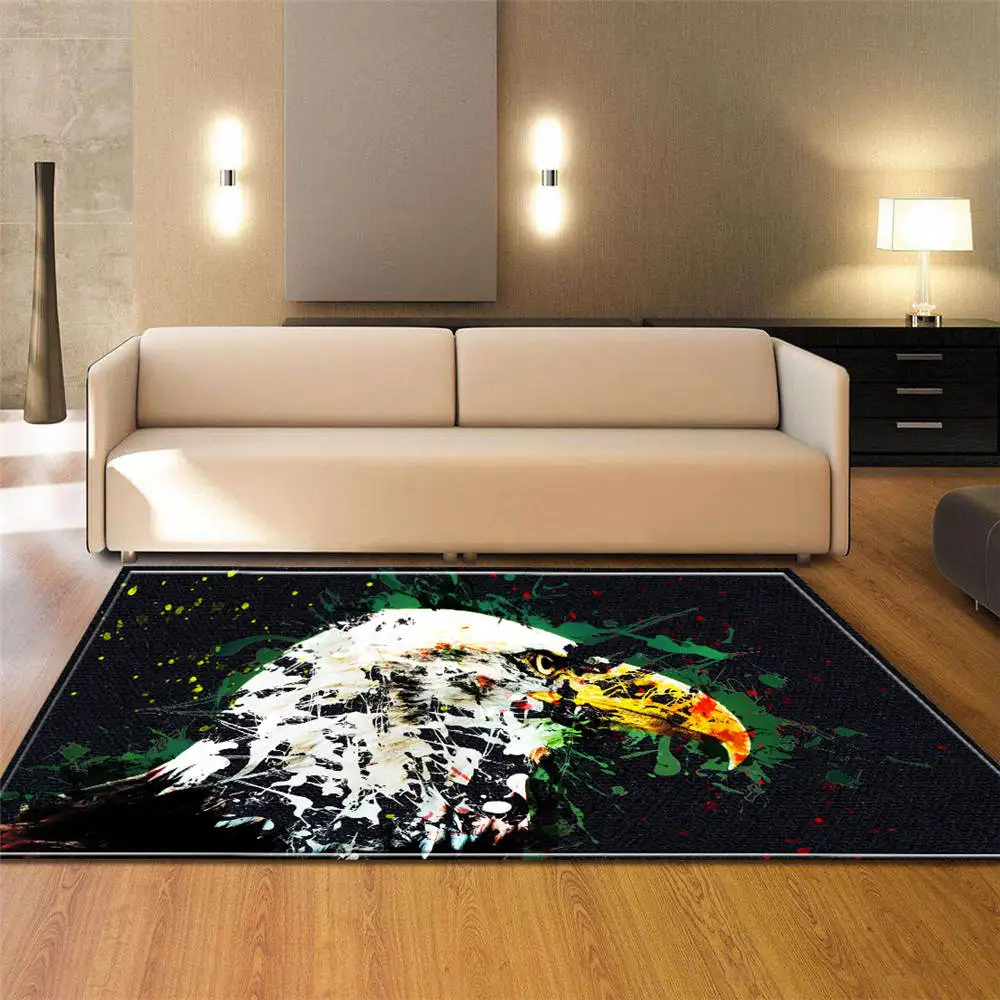 Ковёр для гостиной в скандинавском стиле с принтом орла мягкий фланелевый Противоскользящий коврик для чайного стола прикроватные Коврики для спальни