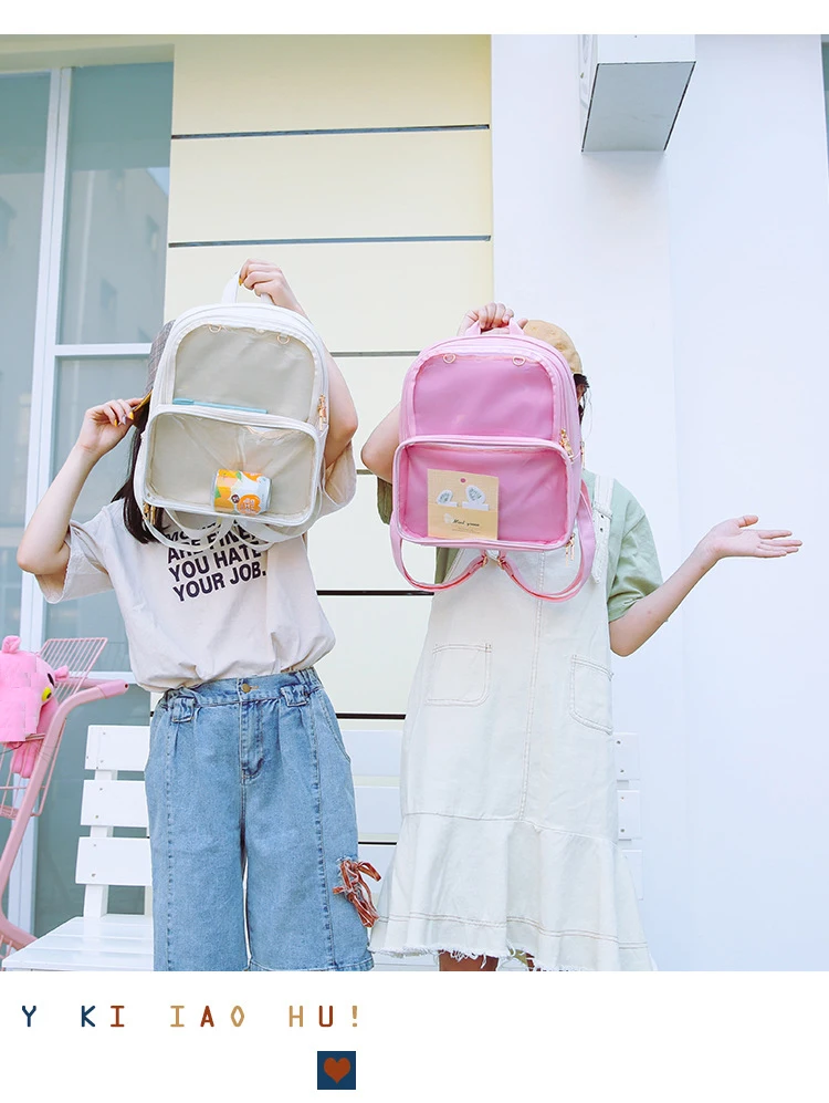 Kawaii прозрачный Itabag женские рюкзаки Harajuku ПВХ Желе карамельный цвет Школьные Сумки Книга сумка для девочек подростка PU