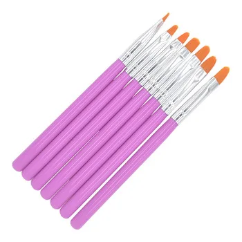 WUF 7 Pcs/Pack Nail Brushes Acrylic UV Gel Nail Art Tips Painting Brush Pen Builder Handle Tool 20