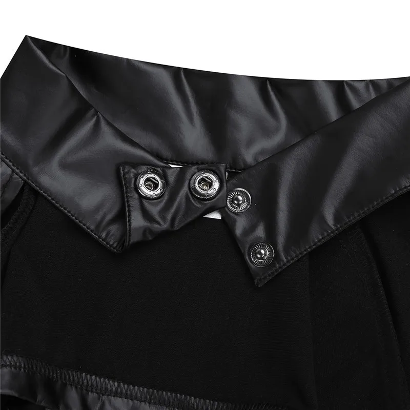 Черная мужская куртка из искусственной кожи с длинным рукавом для сценического шоу, полый рукав, болеро, мотоциклетный костюм в стиле панк, клубная одежда