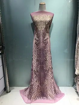 

French net lace fabric 2018 high quality African lace lace fabric with embroidered mesh tulle heavy sequined lace fabric JL2585