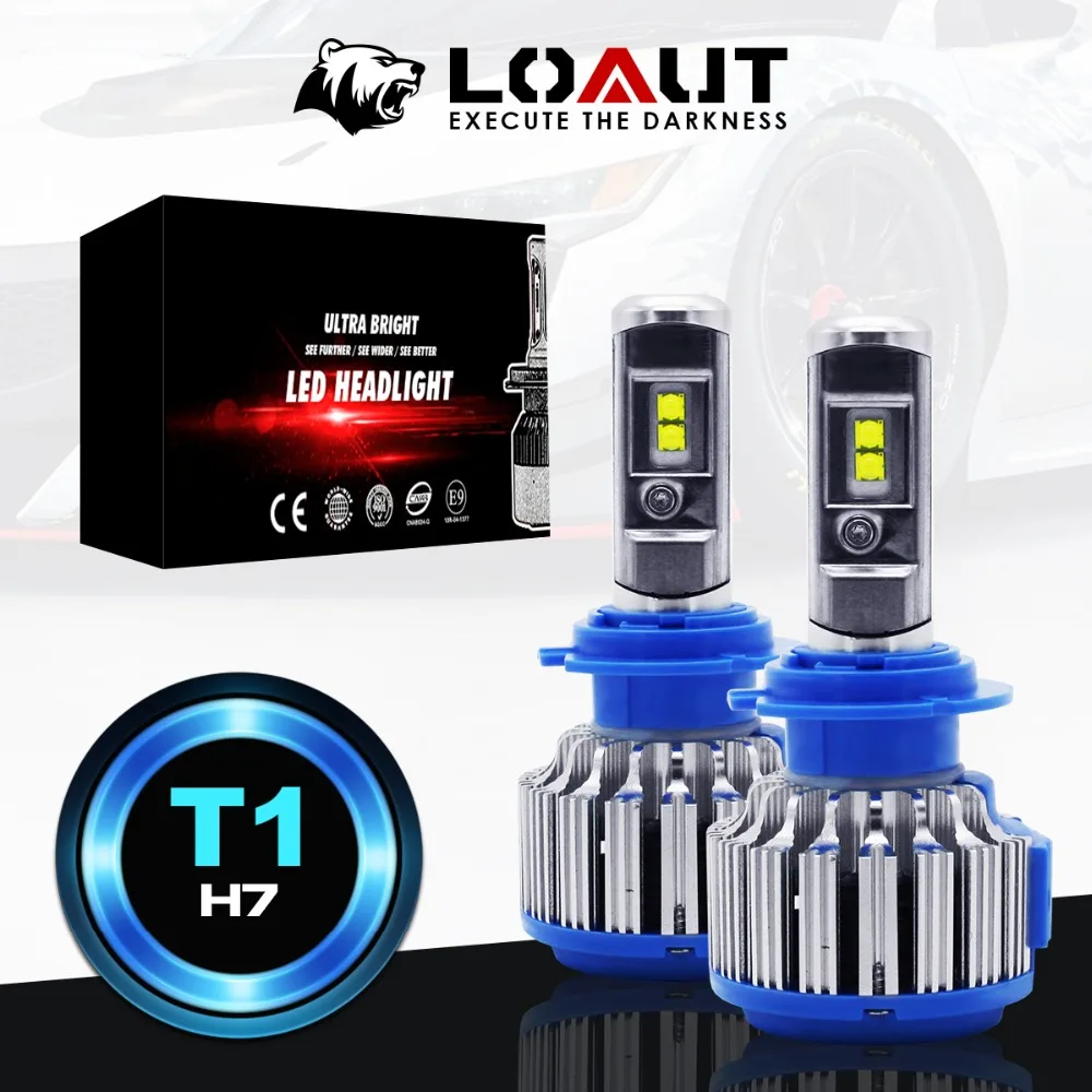 

LOAUT 2018 H7 FOG HIGH LOW BEAM 12V 24V Car Led Headlight Bulb Cooling Fan 8000LM 80W Automobile Headlamp 6000k White Light
