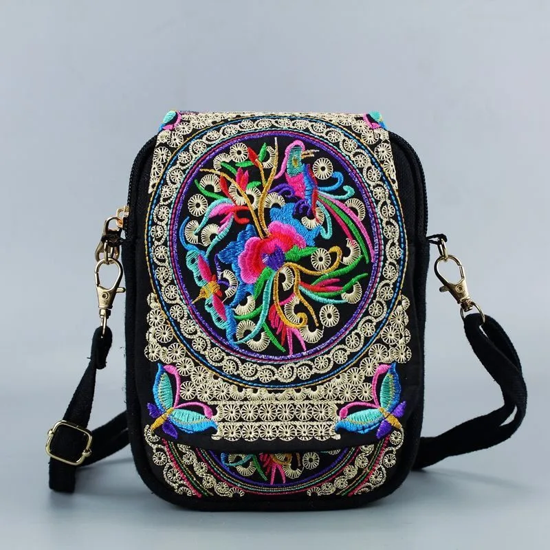 المرأة حقيبة كتف حقيبة سفر خمر الزهور المطرزة Crossbody البريدي حقيبة المرأة حقيبة كتف حقيبة سفر خمر الزهور المطرزة Crossbody البريدي حقيبة