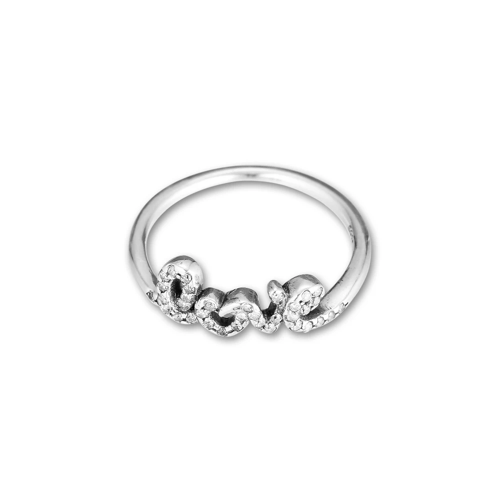 Authentic 925 Sterling Silver Rings Signature of Love Clear CZ Ring for Women Gift Wedding Jewelry Sterling-Silver-Jewelry | Украшения и
