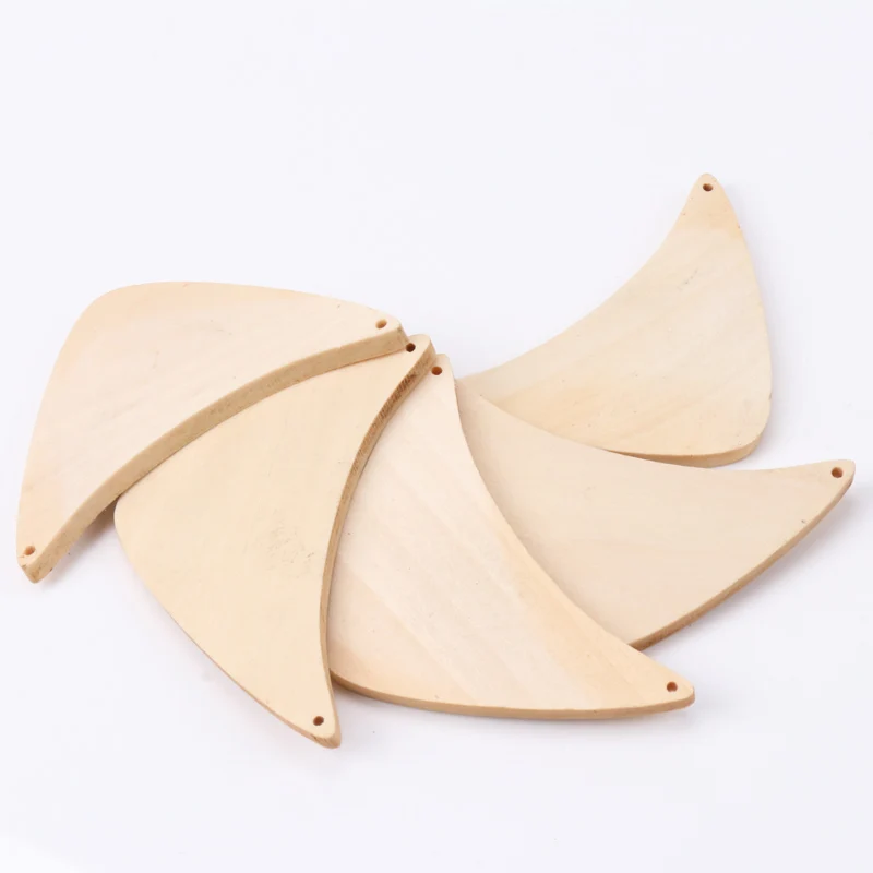 

Wooden color Triangle Connection Wood Flatback Beads for Scrapbook DIY Decoration 5pcs 74x50mm KL104