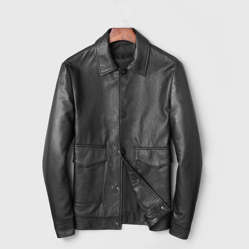 

2019 Autumn New Leather Jacket Men Motorcycle Biker Jackets Real Leather Genuine Leather Jacket Men jaqueta de couro deri ceket