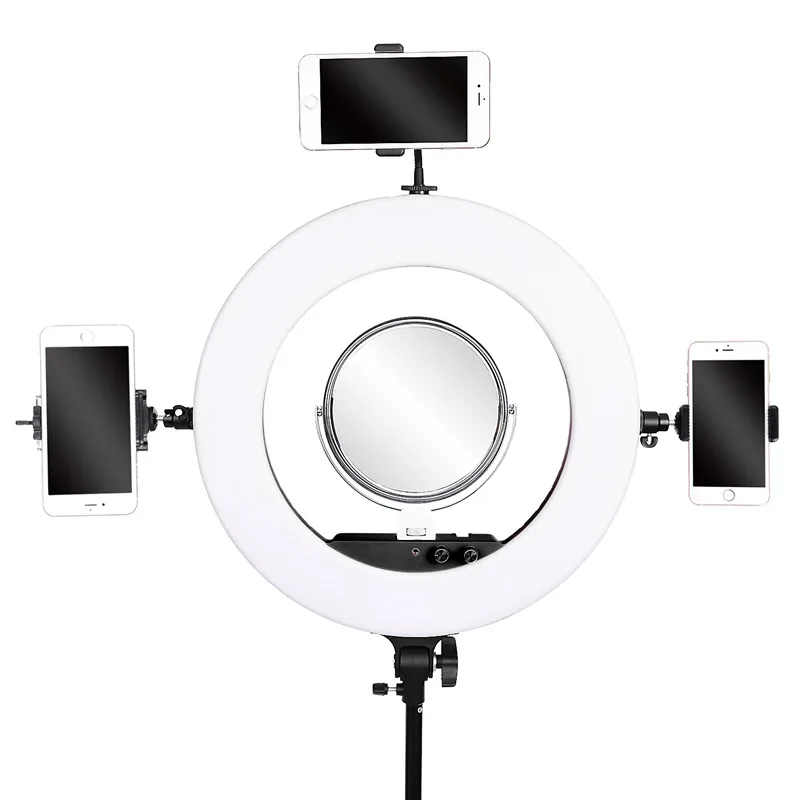  fosoto photographic lighting 3200-5800K 100W Led Ring Light Bi-color Ring Lamp Tripod Stand Mirror  - 33013781863