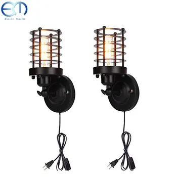 

Retro Cage Wall Sconce Lamp Metal Industrial Wall Light Vintage Style Edison Bedroom Aisle Porch Mirror 110-240v RWLC0007